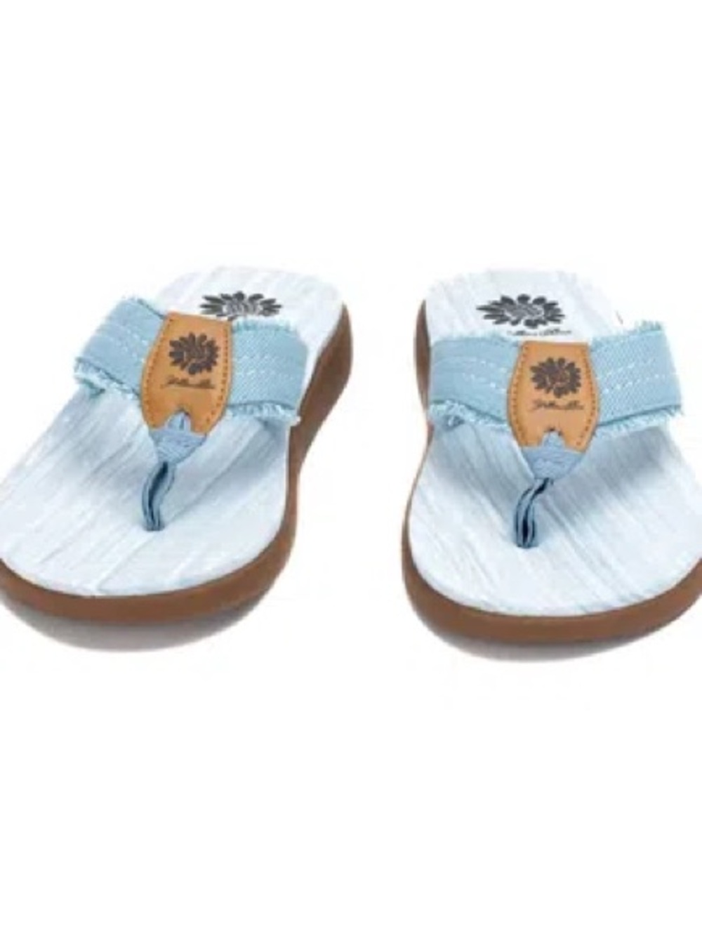 Yellow box flip flops Gerri Denim medium width new in box